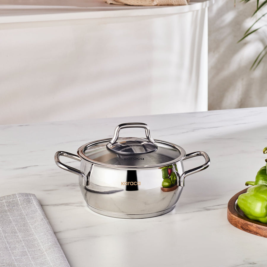 Karaca Emirgan Stainless Steel Stockpot with Lid, 16cm, Silver