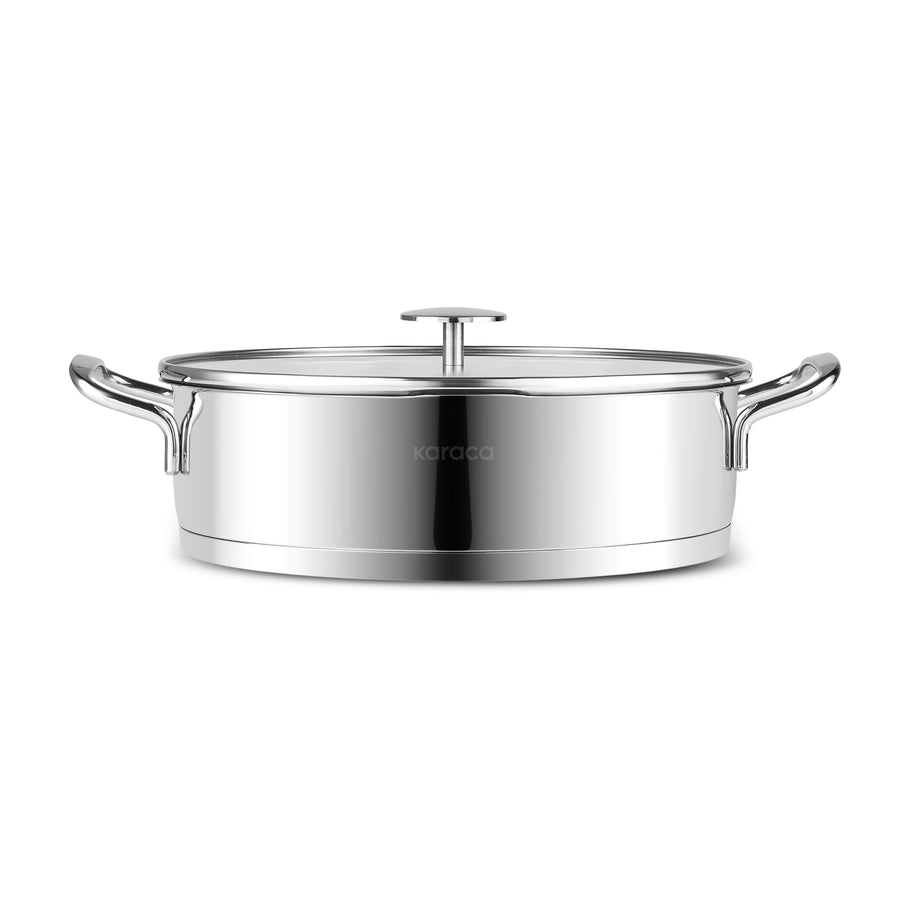 Karaca Vapor New 8-Piece Stainless Steel Induction Cookware Set with Strainer, Silver