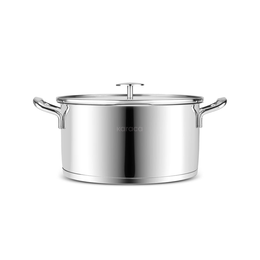 Karaca Vapor New 8-Piece Stainless Steel Induction Cookware Set with Strainer, Silver