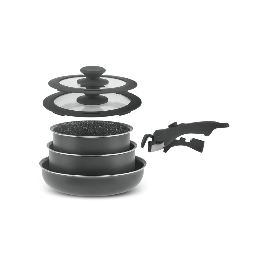 Karaca Comfort 6-Piece Induction Non-Stick Detachable Cookware Set, Black