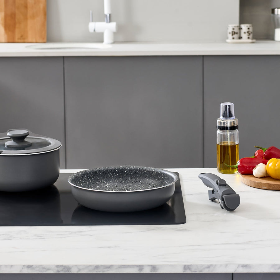 Karaca Comfort 6-Piece Induction Non-Stick Detachable Cookware Set, Black