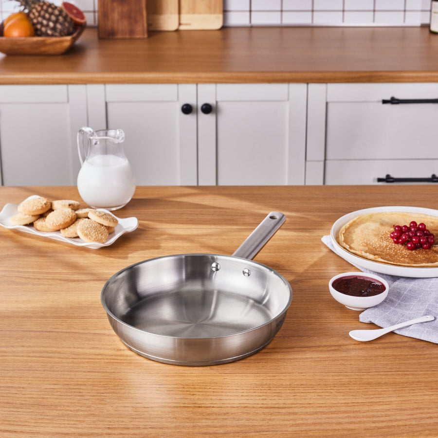 Karaca Elite Stainless Steel Induction Frying Pan, 24cm, Silver