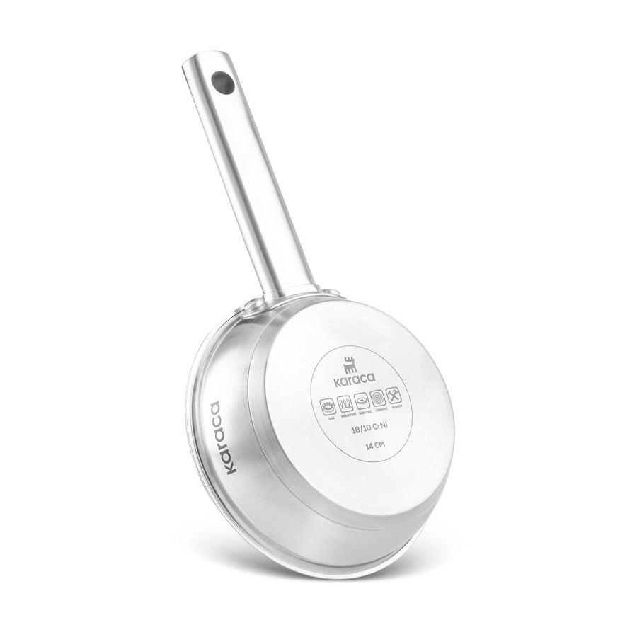 Karaca Elite Stainless Steel Induction Mini Frying Pan, 14cm, Silver