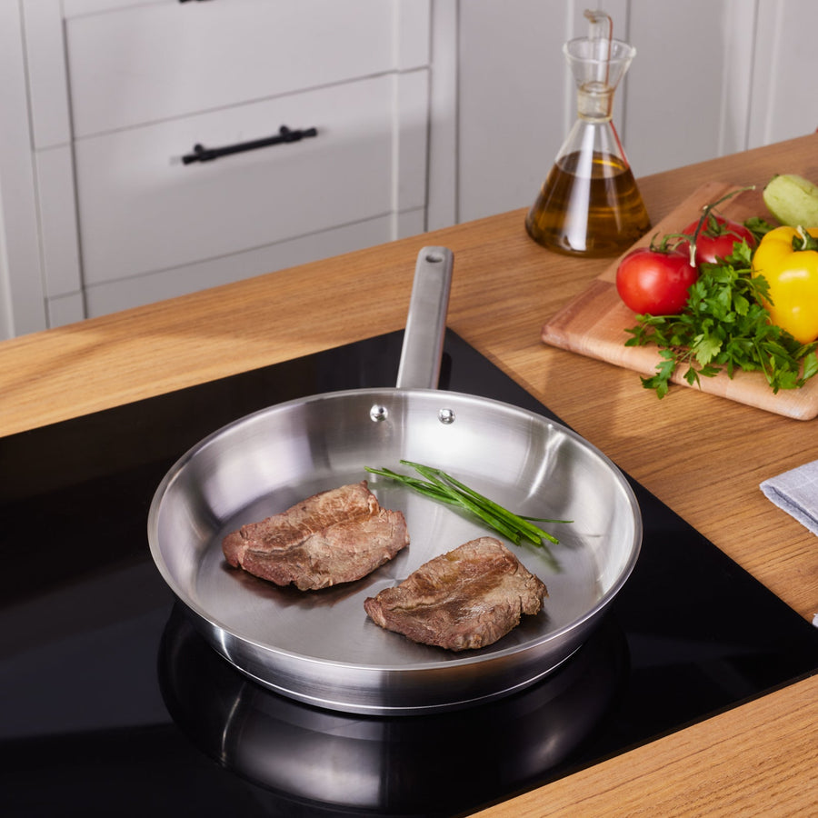 Karaca Elite Stainless Steel Induction Frying Pan, 30cm, Silver