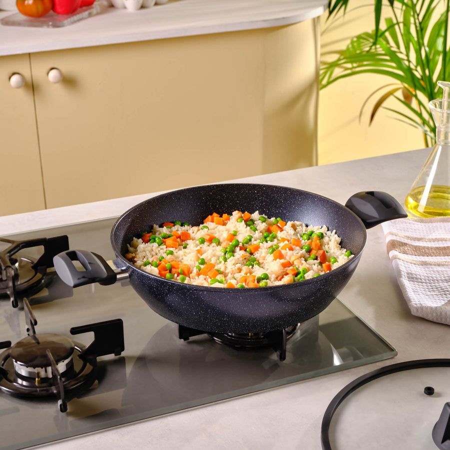 Karaca Aqua Granite Non-Stick Induction Shallow Casserole, 30m, Blue