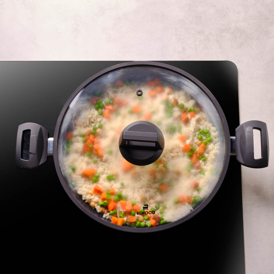 Karaca Aqua Granite Non-Stick Induction Shallow Casserole, 30m, Blue