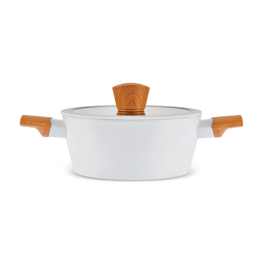 Karaca Swiss Crystal Almond Cream 12-Piece Non-Stick Induction Ceramic Cookware Set, Cream