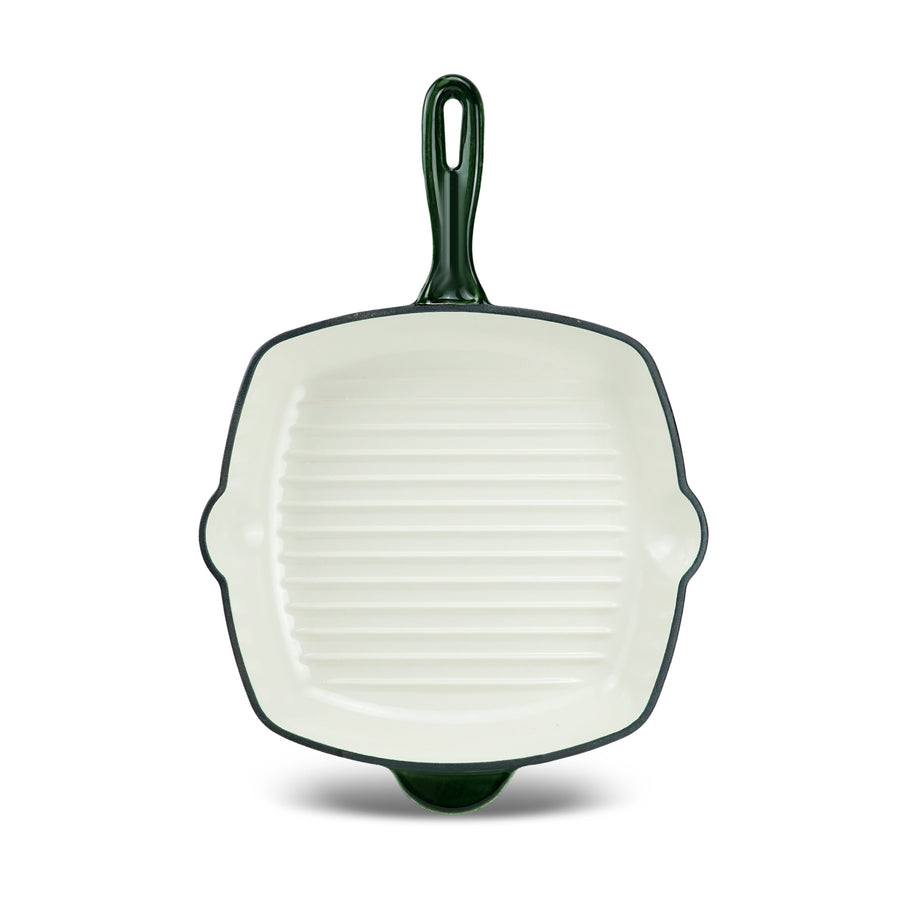 Karaca Heritage Enamelled Cast Iron Grill Pan, 26 cm, Green