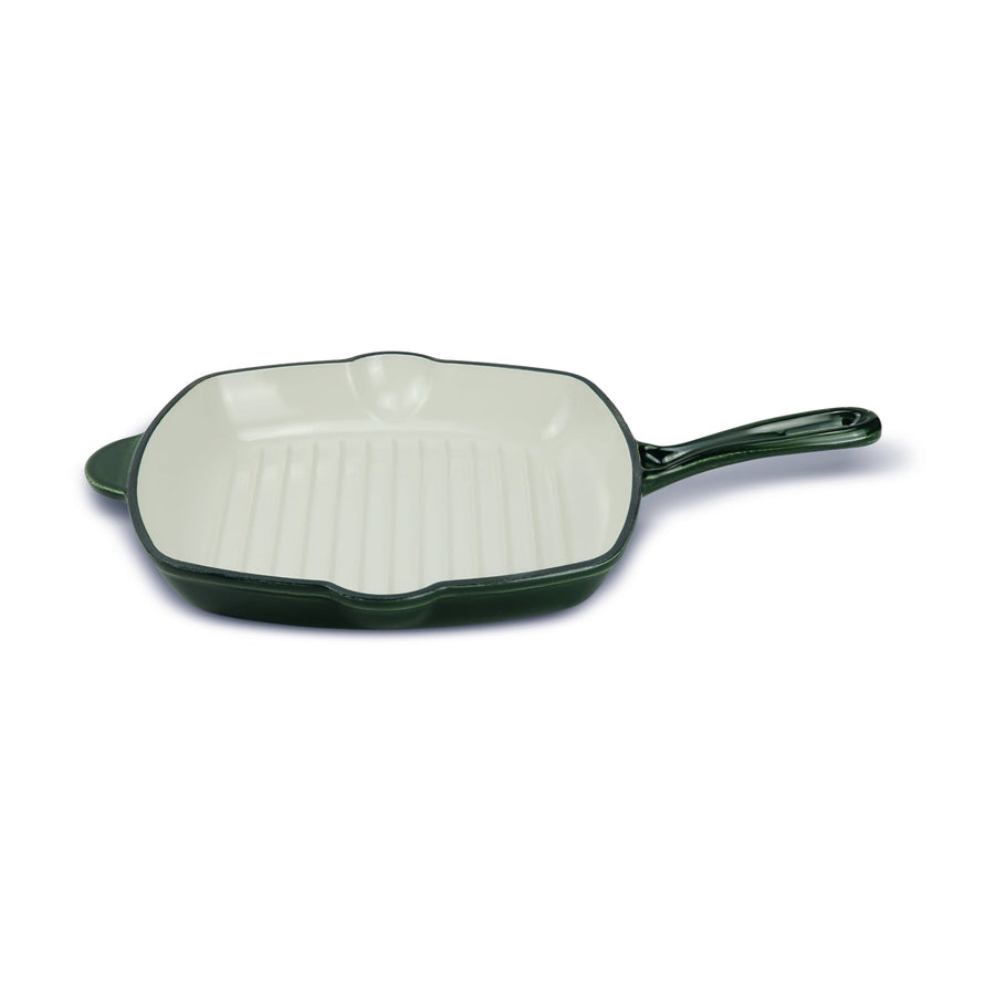 Karaca Heritage Enamelled Cast Iron Grill Pan, 26 cm, Green
