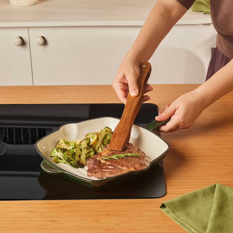 Karaca Heritage Enamelled Cast Iron Grill Pan, 26 cm, Green