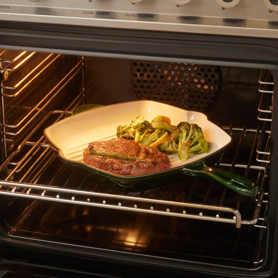 Karaca Heritage Enamelled Cast Iron Grill Pan, 26 cm, Green