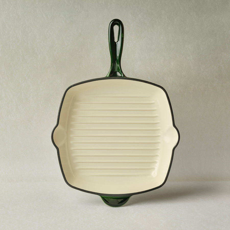 Karaca Heritage Enamelled Cast Iron Grill Pan, 26 cm, Green