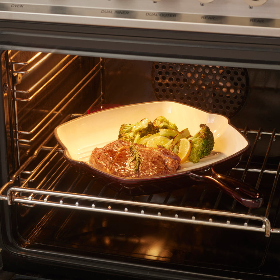 Karaca Heritage Enamelled Cast Iron Grill Pan, 26 cm, Red