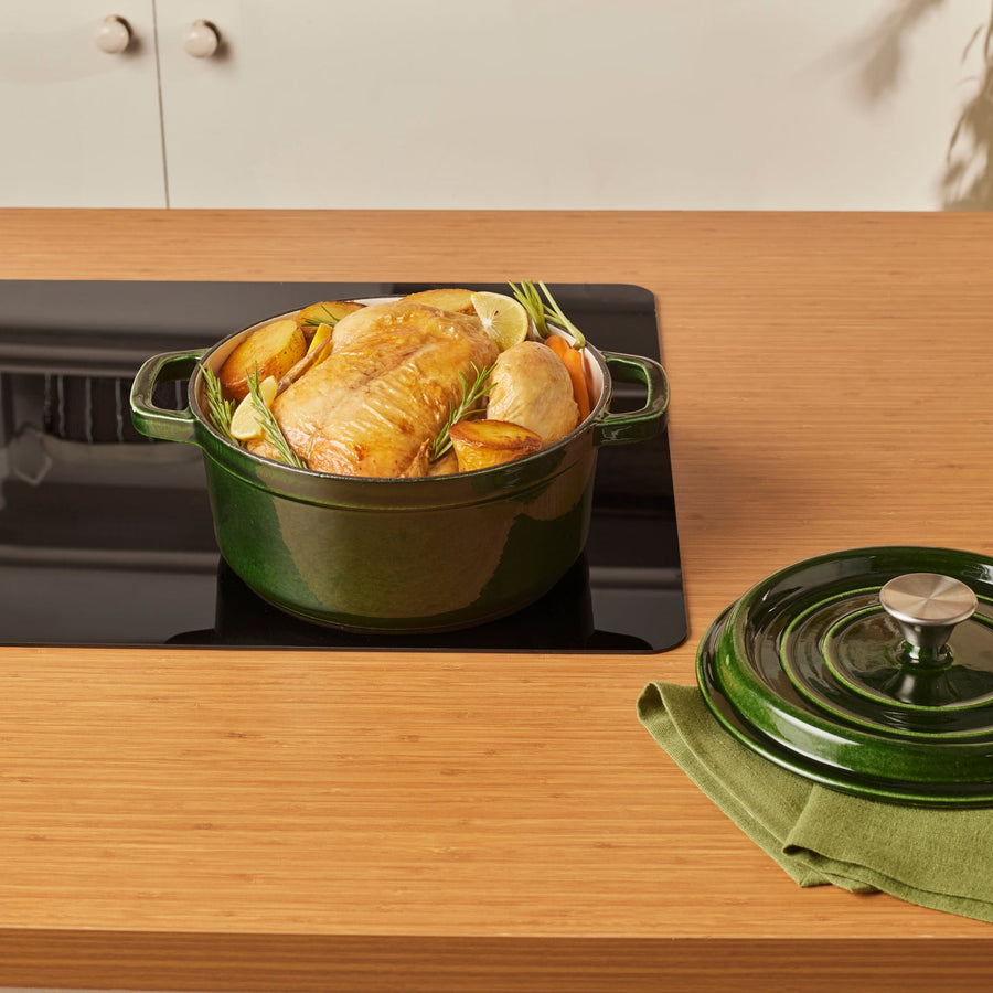 Karaca Heritage Enamelled Cast Iron Stock Pot & Lid, 24cm, Green