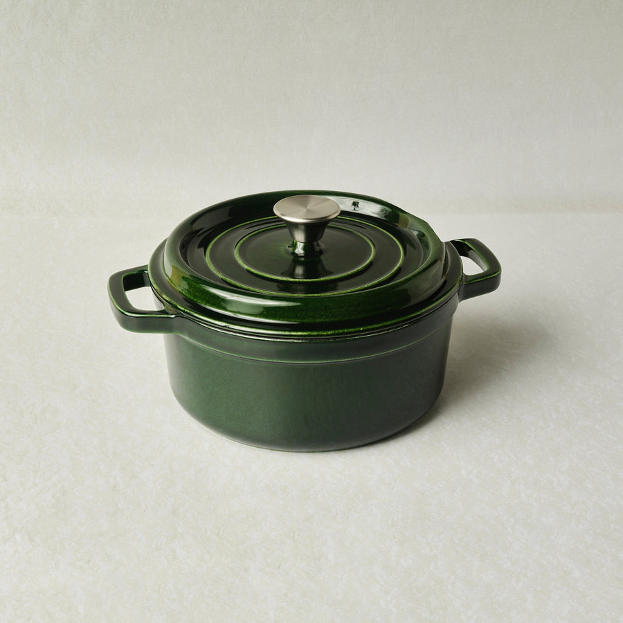 Karaca Heritage Enamelled Cast Iron Stock Pot & Lid, 24cm, Green