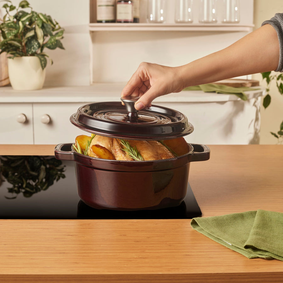 Karaca Heritage Enamelled Cast Iron Stock Pot & Lid, 24cm, Red