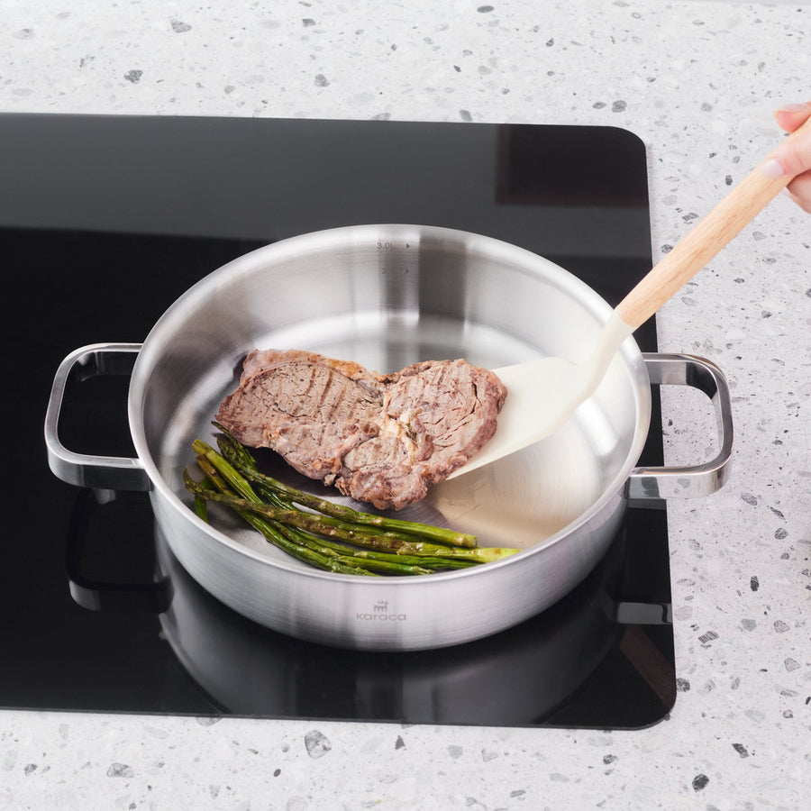 Karaca New Ares 3Ply Stainless Steel 9-Piece Induction Cookware Set, Silver