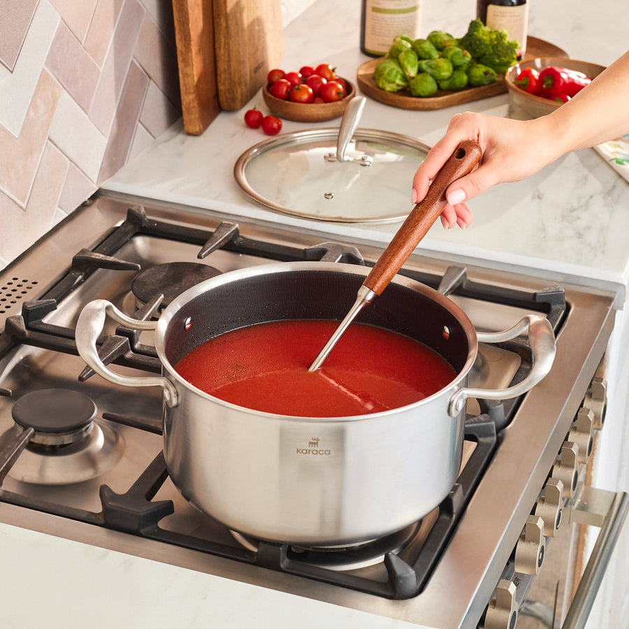 Karaca 5Ply PowerSteel 316+ Stainless Steel Stock Pot & Lid, 24cm, Silver