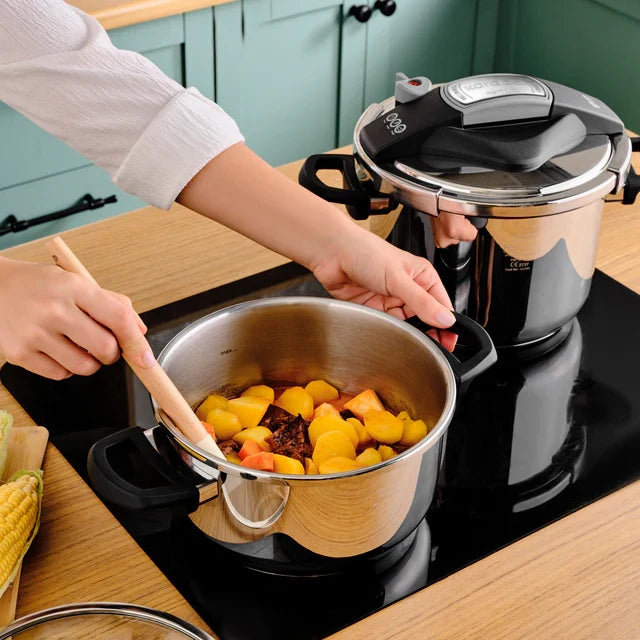 Karaca Perfect 2-Piece Stainless Steel Induction Pressure Cooker Set, 4L+6L, Black Silver