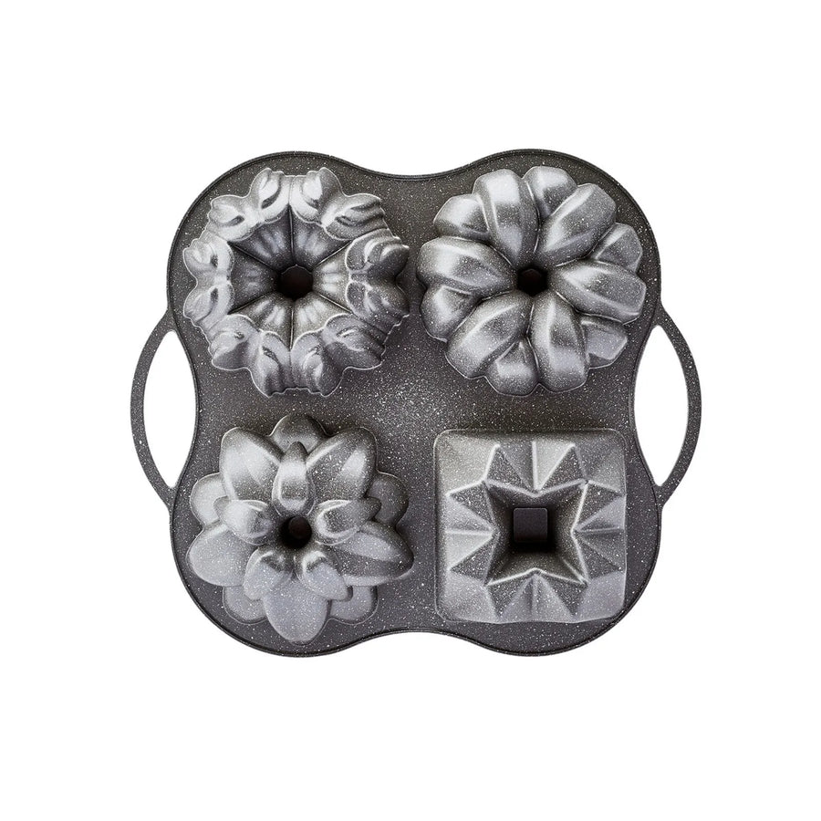 Karaca Cake Pro Aluminium Cast Decorative Cake Tin, 4 Piece, 28cmx35cm, Anthracite