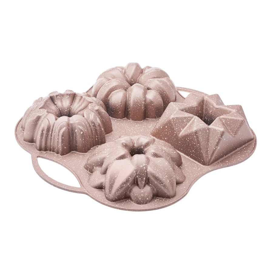 Karaca Cake Pro Aluminium Cast Decorative Cake Tin, 4 Piece, 28cmx35cm, Rose Gold