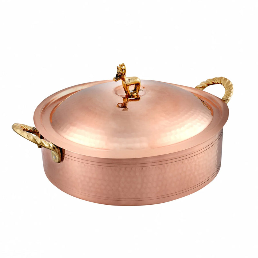 Karaca Alacahöyük Copper Shallow Casserole with Lid, 18cm, Copper