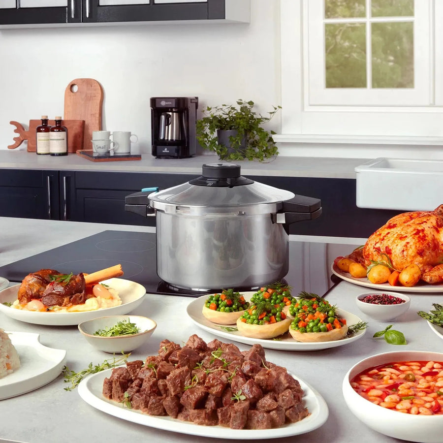 Karaca Quick and Safe 2-Piece Stainless Steel Induction Pressure Cooker Set, 6L+8L