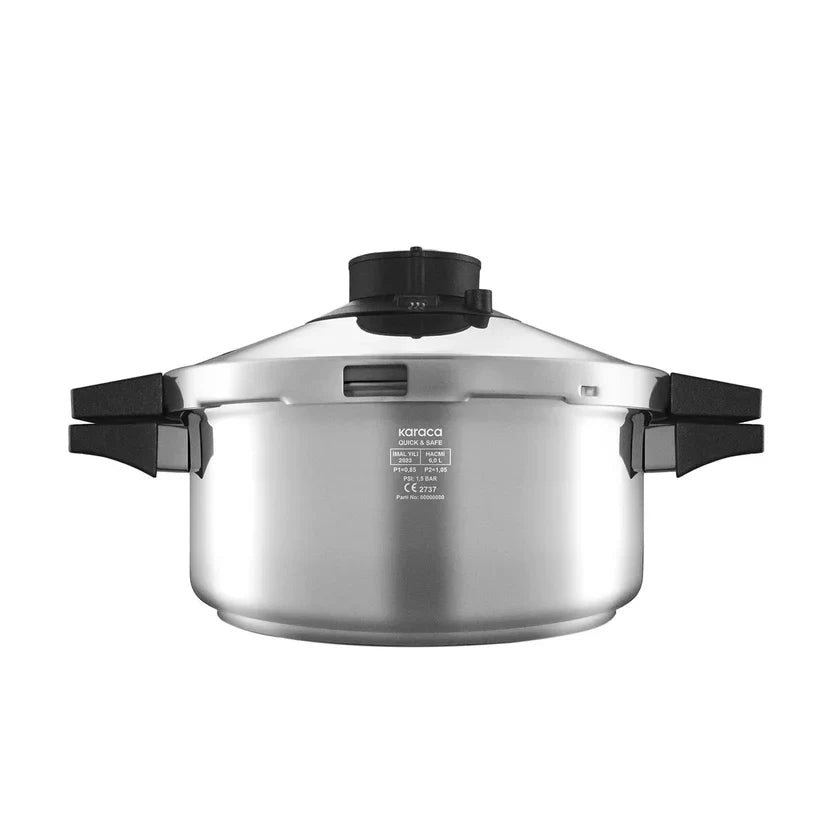 Karaca Quick and Safe 2-Piece Stainless Steel Induction Pressure Cooker Set, 6L+8L