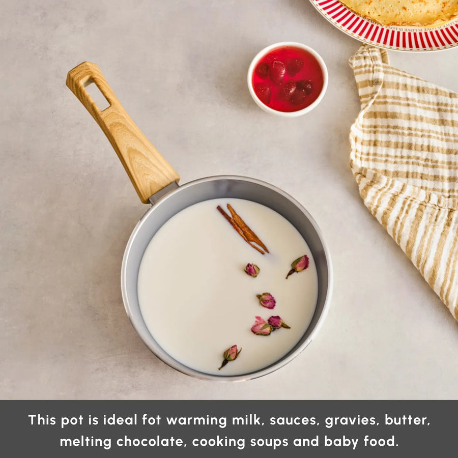 Karaca Swiss Crystal Non-Stick Induction Saucepan, 18cm, Creamy
