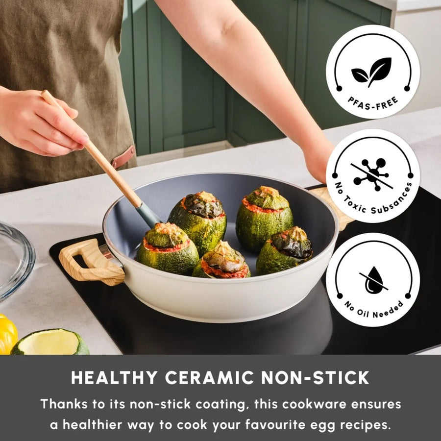 Karaca Swiss Crystal Non-Stick Induction Casserole, 26cm, Creamy