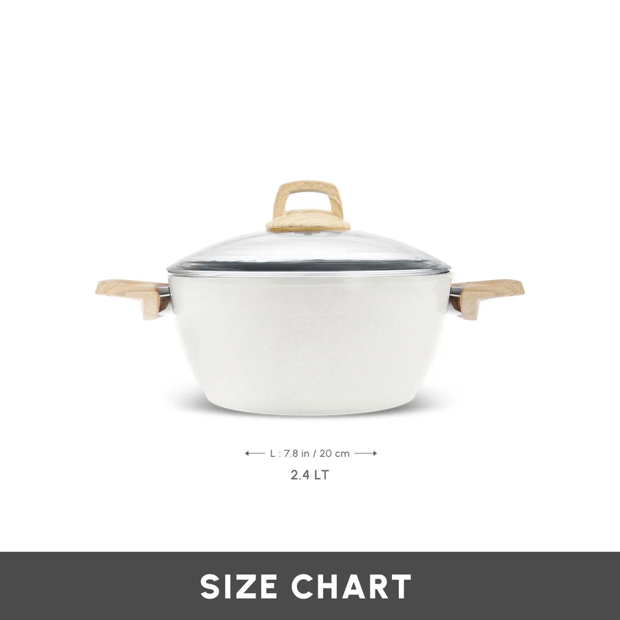 Karaca Swiss Crystal Non-Stick Induction Stockpot with Lid, 20cm, Creamy