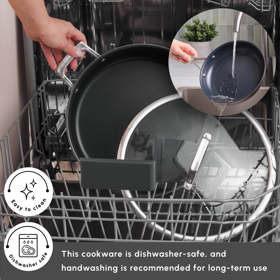Karaca Plasma Steel 3Ply Non-Stick Induction Shallow Casserole, 30cm, Silver