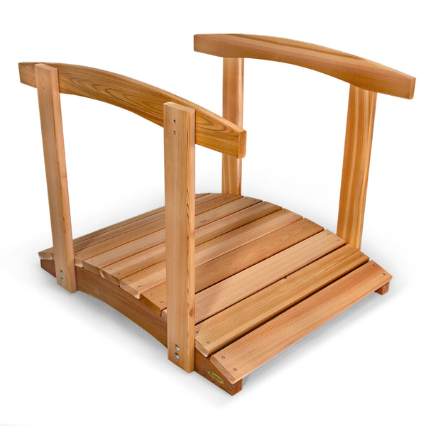 3-ft Cedar Garden Bridge – Small Wooden Footbridge for Yard, Pond, or Landscaping Decor