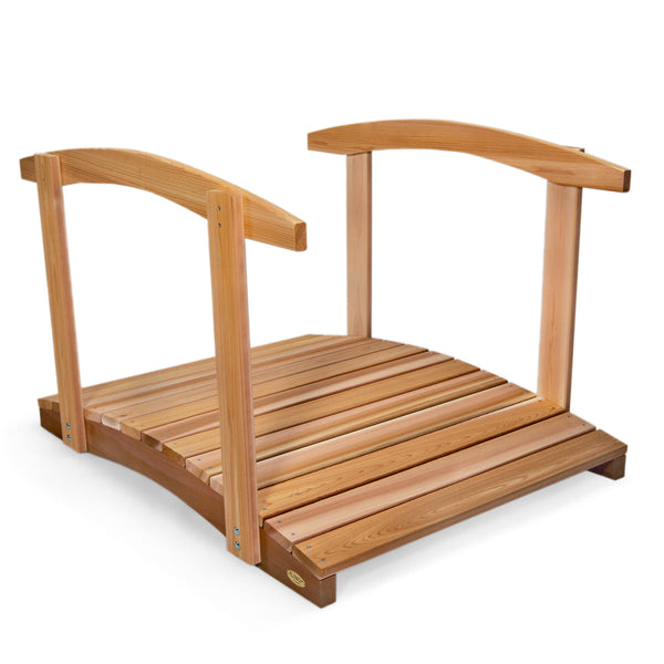 4-ft Cedar Garden Bridge – Decorative Wooden Footbridge for Landscaping and Ponds
