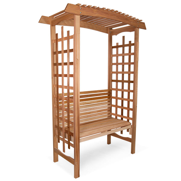 Cedar Garden Arbor with Built-In Bench – Elegant Outdoor Archway Seating for Patios & Yards