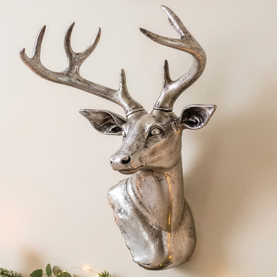 Silver Stag Head Bust
