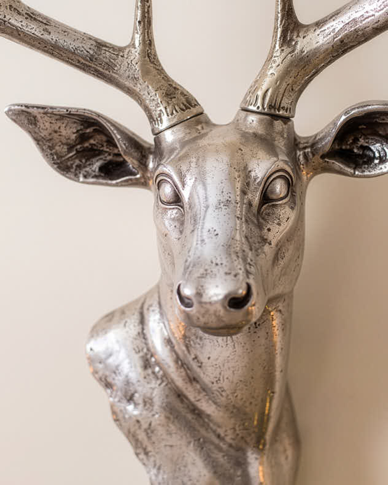 Silver Stag Head Bust